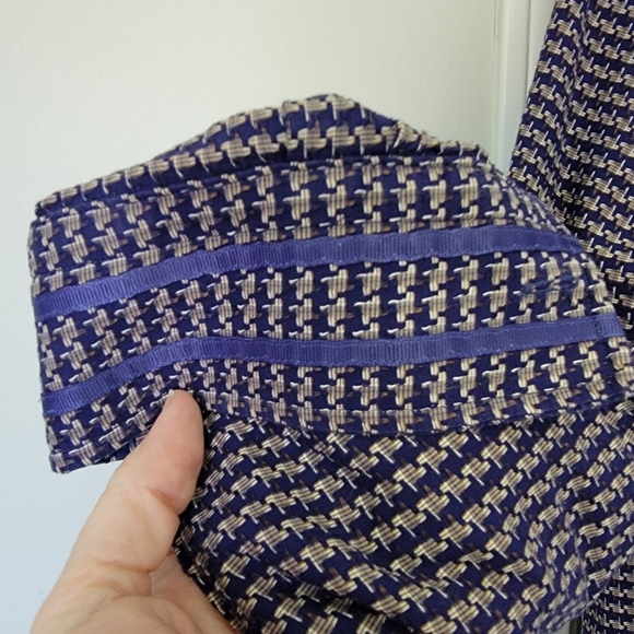 Robert Graham Royal Blue Gold Houndstooth Check Button Down Shirt Size L - Picture 5 of 11